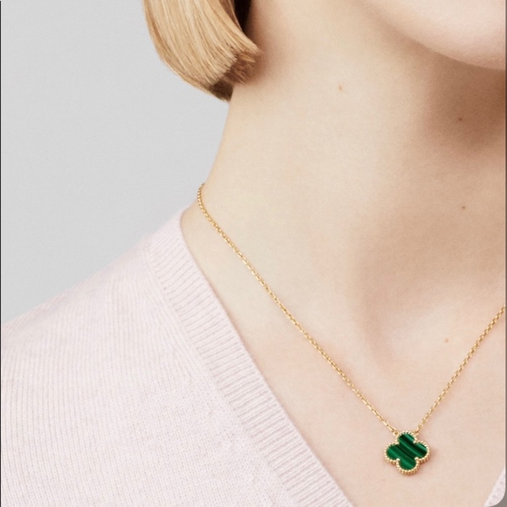 VCA van cleef alhambra malachite pendant necklace